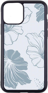 blueish-grey hibiscus flowers case