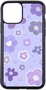 purple doodle flower print case