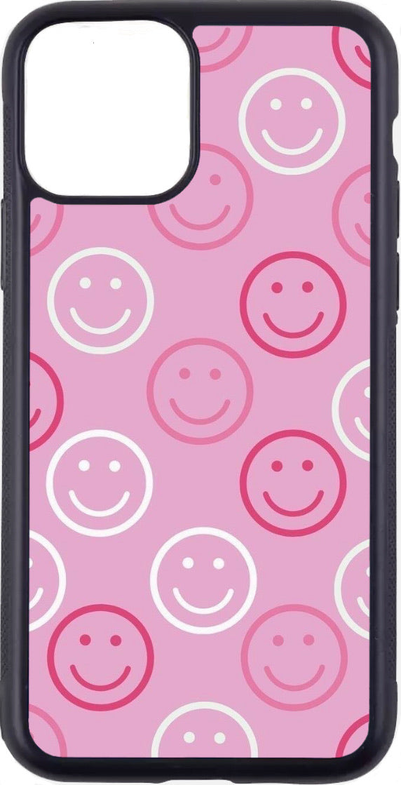 pink smiley face print case