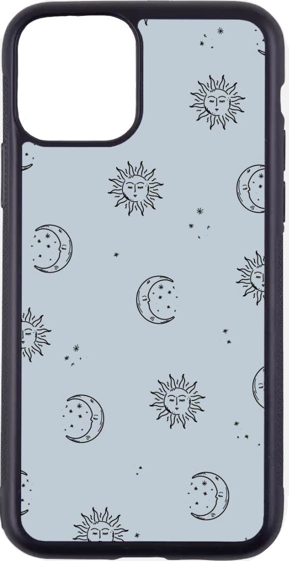 grey sun and moon print case