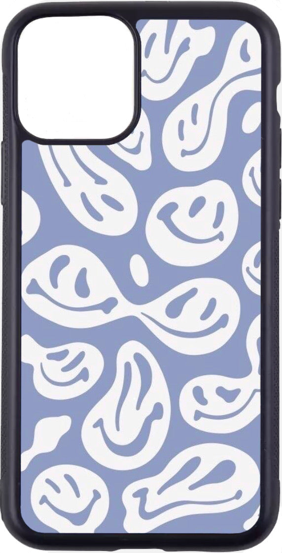 white/blue distorted smiley faces case