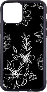 black minimalist floral case