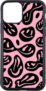 black/pink distorted smiley faces case