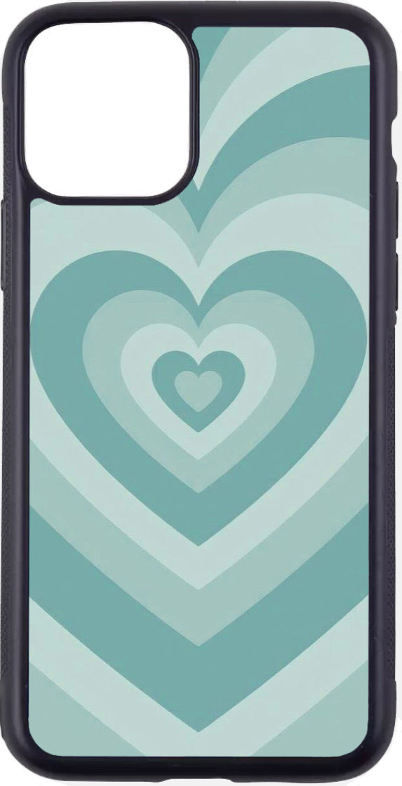 mint green layered hearts case