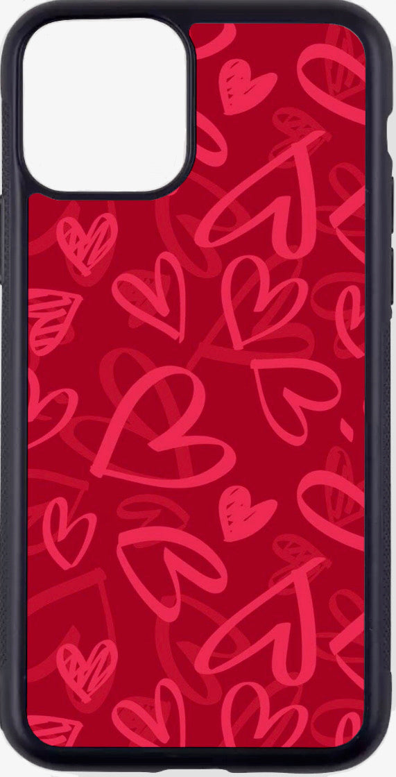 maroon heart print case