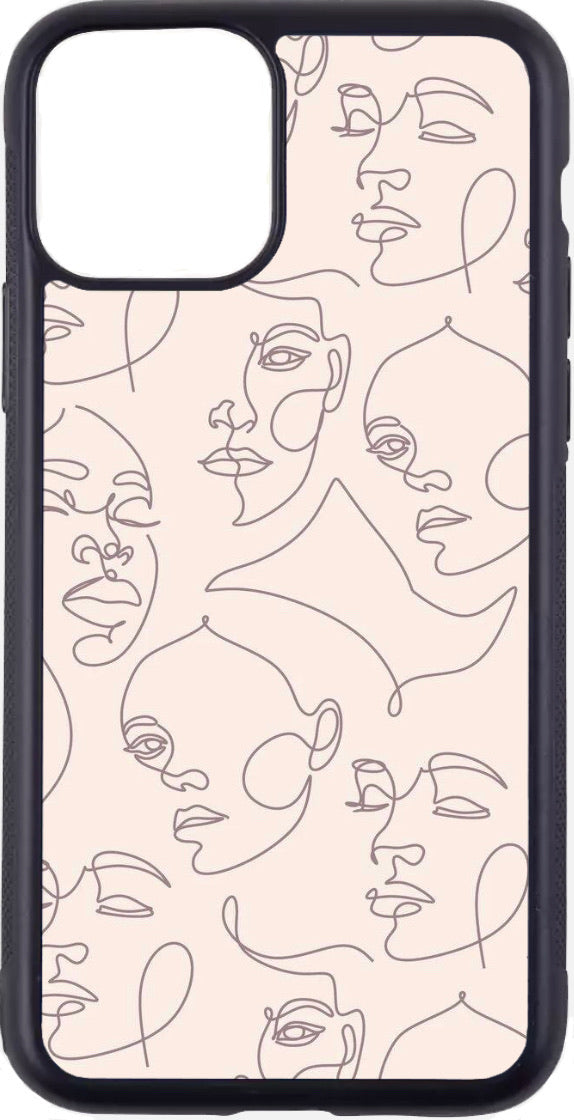 tan minimalist faces case