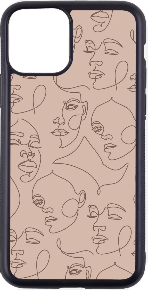 brown minimalist faces case