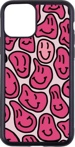 pink distorted smileys print case