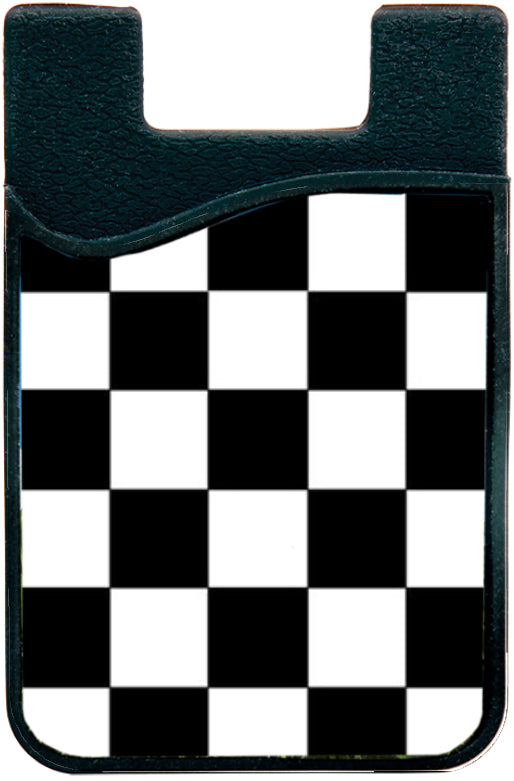 black/white checkerboard phone wallet