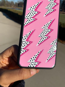 pink polka dot lightning bolt case