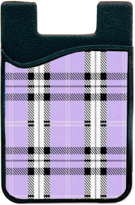 purple tartan phone wallet