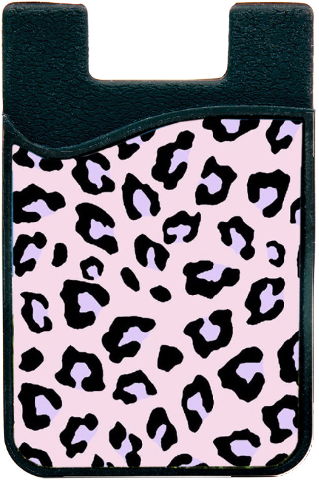 lilac leopard print phone wallet