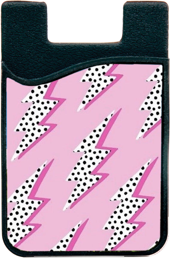 pink polka dot lighting bolt phone wallet