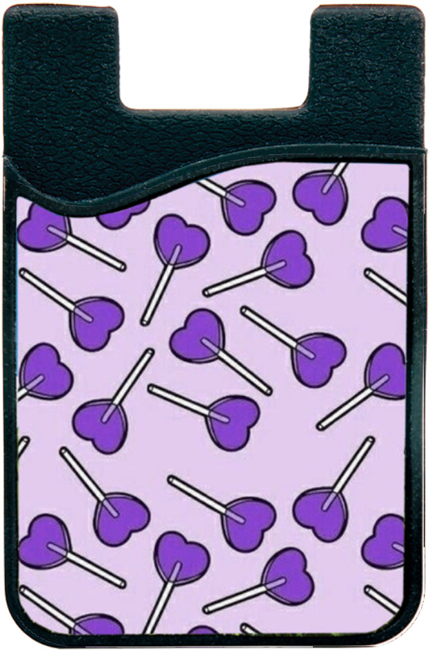 purple lollipop print phone wallet