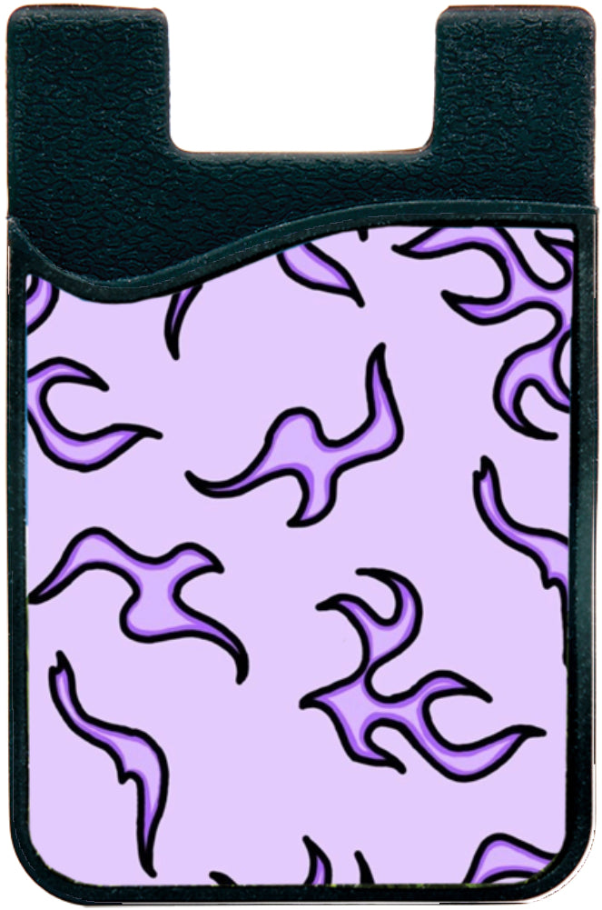 purple flame print phone wallet