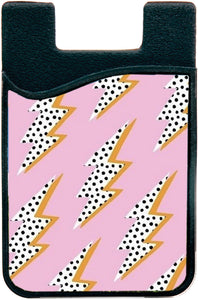 orange polka dot lightning bolt phone wallet