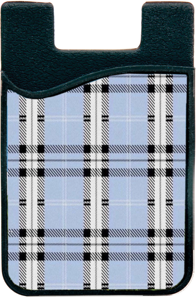 blue tartan phone wallet