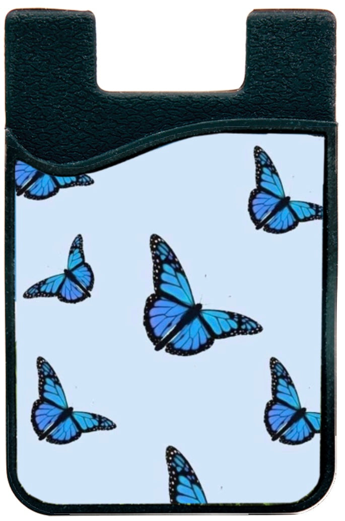 blue butterfly print phone wallet