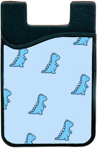 light blue dino print phone wallet