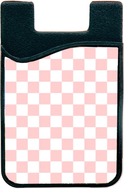 pink checkerboard phone wallet