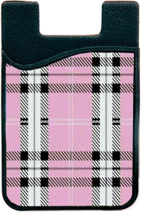 pink tartan phone wallet