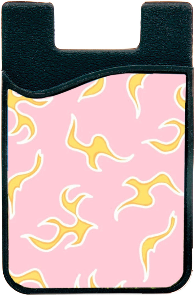 orange flame print phone wallet